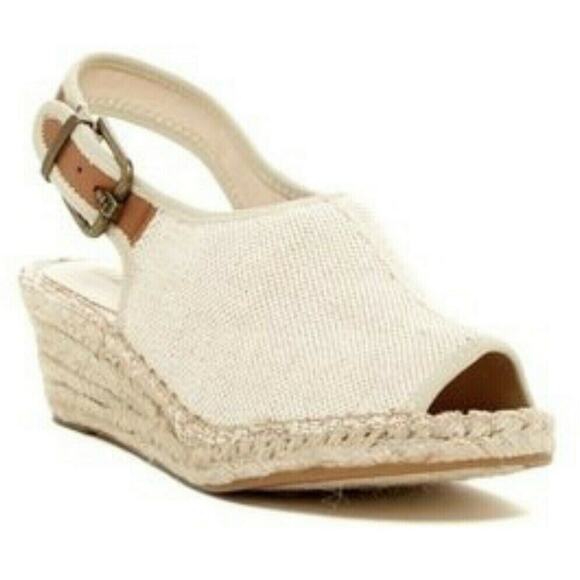 Ellen Tracy Kameo Wedge Espadrille Sandal Slingback Open Toe Designer Natural 9 - Picture 1 of 11